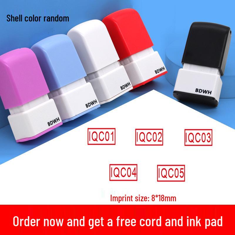 Medium QC Stamp: Auto-Inking, Employee & Pass Numbering, Inspection Approved.