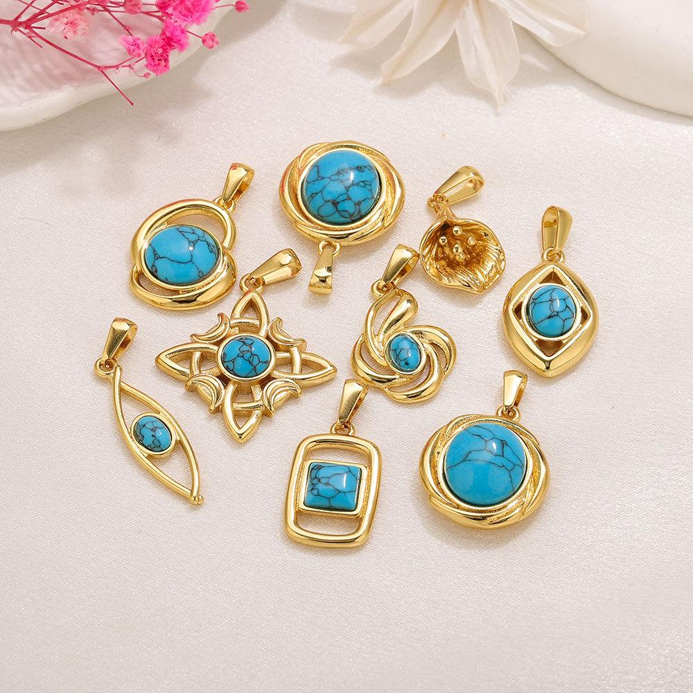 2Pcs DIY Stainless Steel Natural Stone Pendant for Necklace Earrings Pendant DIY Jewelry Making Accessories