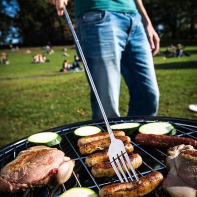 Teleskopická vidlička Teleskopická lžíce Nerezový grilovací kráječ Vysouvací 8,7-25,4 palcové jídelní vidličky Nerezové nádobí pro BBQ dezerty Ovoce