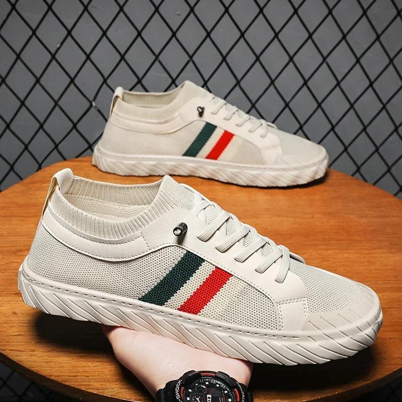 

Men s Vulcanize Shoes 2025 Sneakers Loafers Light Breathable Durable Anti-Slip Outsole Flats Shoes Fashion Male Stylish Shoes 43 чорний