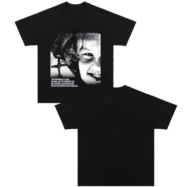 2025Autumn and Winter Heavy Weird Horror Style Character Printed T-Shirt Men's and Women's Cotton Casual Loose Versatile T-Shirt