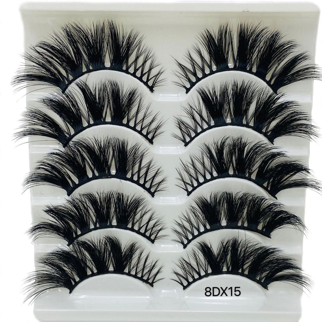 Beauty Eye Makeup Tools Criss-cross Thick Long False Eyelashes Wispies Fluffies 8D Mink Hair