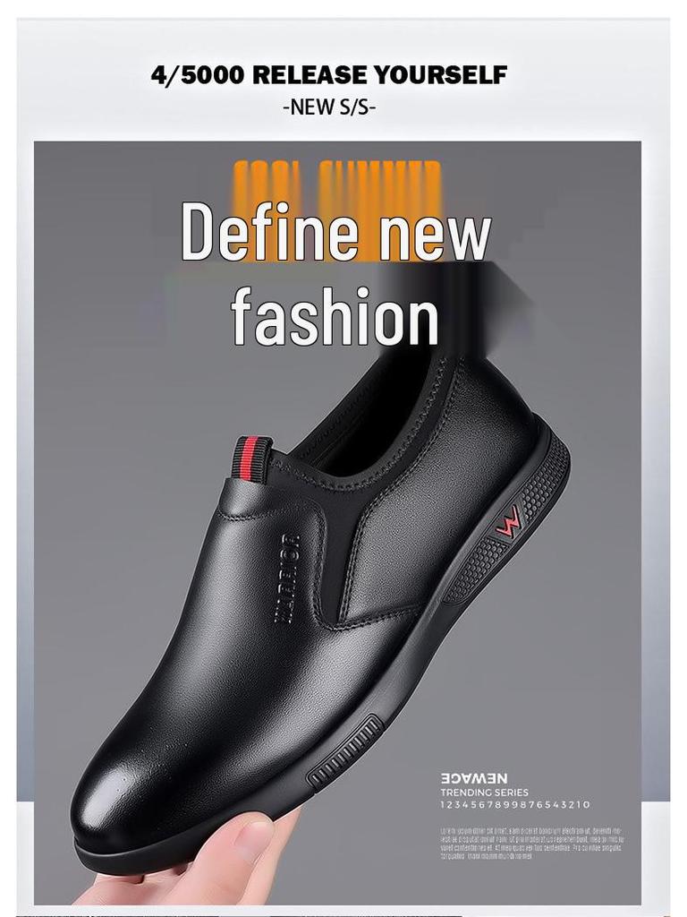 Sapatos Masculinos de Couro Impermeáveis para Calçar no Outono/Inverno - Sapatos Casuais Estilo "Dad Shoes" para Meia-Idade e Idosos