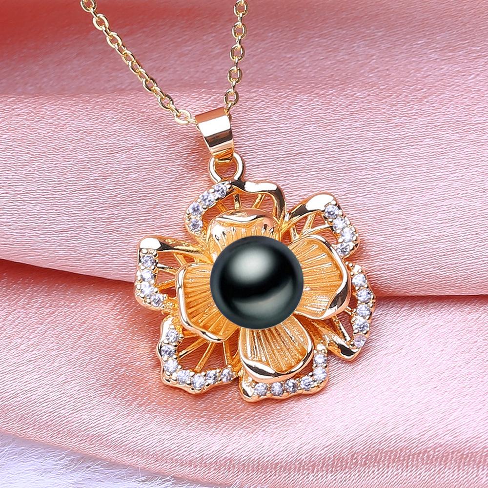 LSOOYH Natural Freshwater Pearl Jewelry Necklaces For Women Elegant Gold Color Flower Pendant Birthday Gift