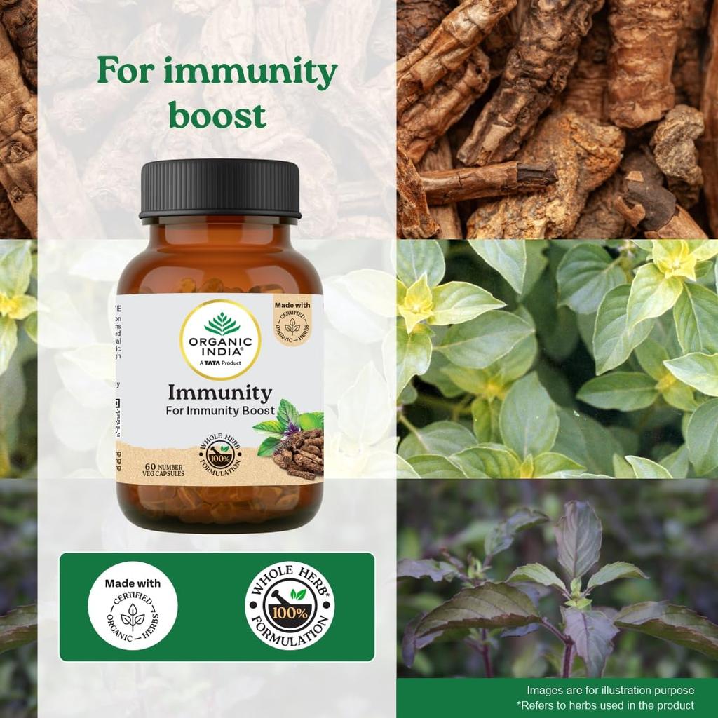 Organic India Immunity 60 Capsules Strengthen Immune Response and Support Wellness Daily