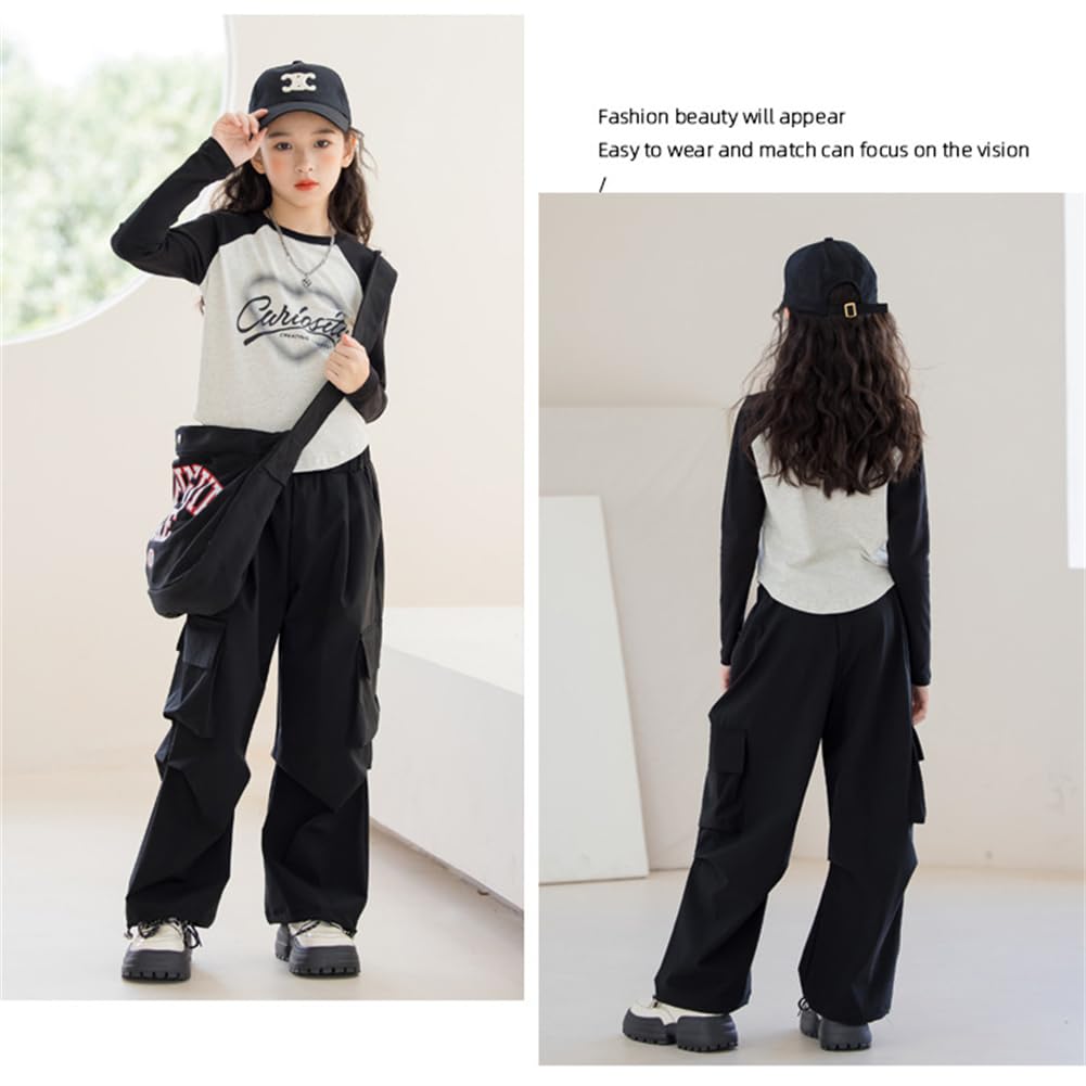 Roupas Conjunto de 2 peças Meninas Juniores Configuração Meninas Moletons Manga Longa Calças Esportivas Roupas Esportivas Moletons Conjunto Top e Bottom Roupas Infantis Elegantes 120