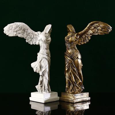 Victory Goddess Statue - Greek Mythology Resin Sculpture for Home Decor, Office Desk Ornament with Gold Finish Art Craft