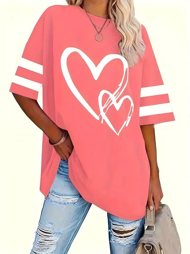 2025 Sommer Herz Muster Übergröße Damen T-Shirt - Europäischer & Amerikanischer Stil