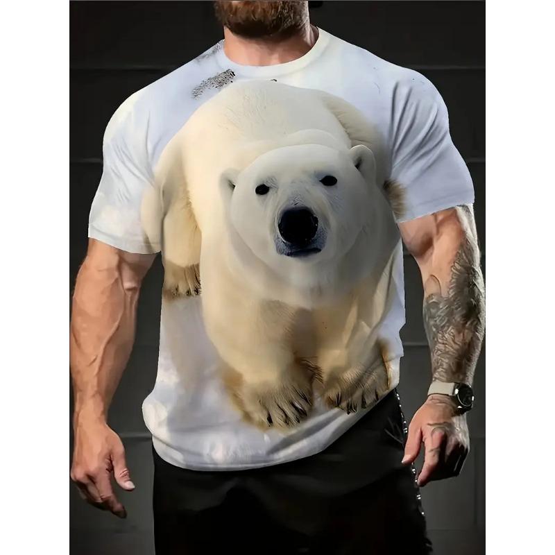 Fashion Polar Bear Graphic T Shirts For Men Clothing Summer Trend Short Sleeve 3D Printed T-shirts Streetwear Unisex Tees Tops