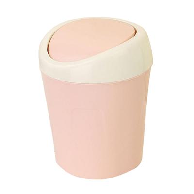 Mini Lixeira de Plástico para Mesa com Tampa Recipiente de Armazenamento Portátil para Mesa(Rosa)
