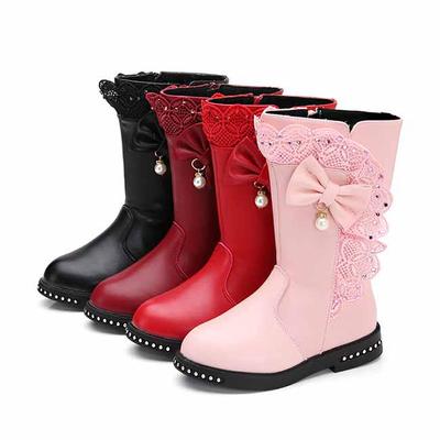 Winter Kids Boots Girls Boots Children High Bow Tie Shoes Girls Pincess Dress Boots Big Kids Shoes