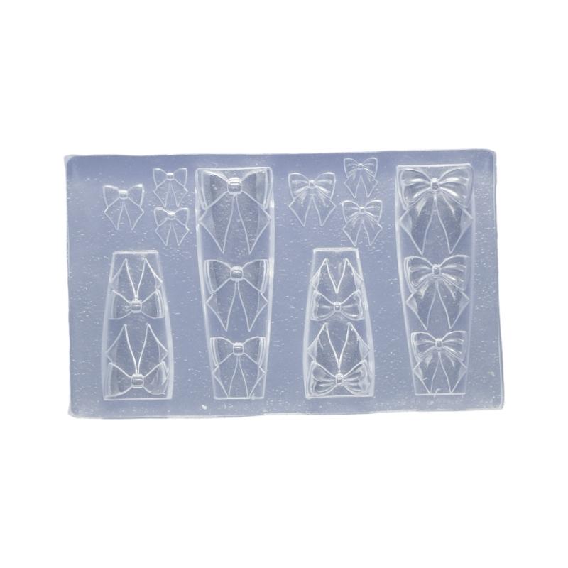 Reusable Silicone Bowknot Mold Transparent 3D Embossing Tool For Nail Decoration DIY Crafts Handmade Jewelry Accessories