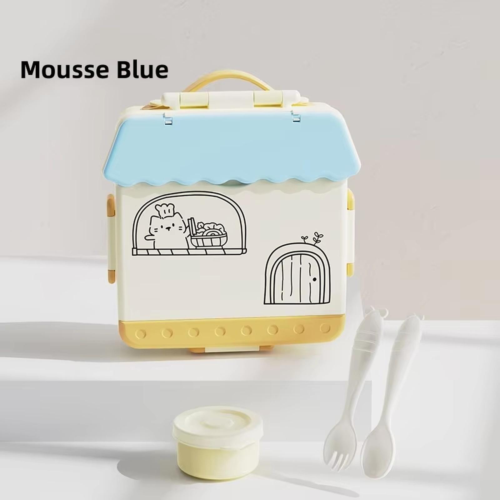 

английский: Пластиковый ланч-бокс пищевого качества для детей, безопасный для микроволновой печи, бенто-бокс, контейнер для хранения еды one size синий