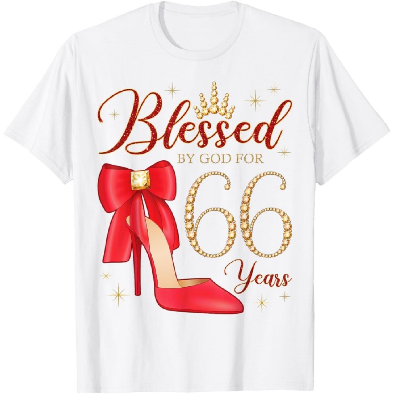 Blessed By God For 66 Years Old 66th Birthday Party Queen T-Shirt XXXXXL белый