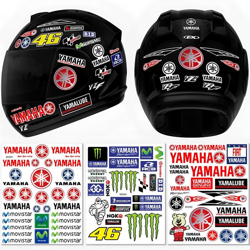 Reflective Motorcycle Stickers, Waterproof Vinyl Decor Decals for Yamaha Motorbike, Scooter, Helmet, Body, No Glue Residue