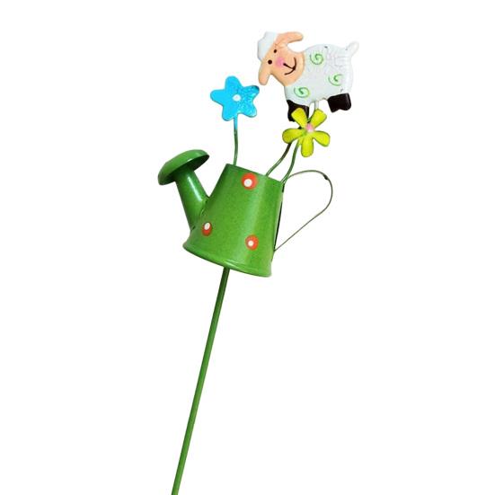 

Metal Garden Stake Watering Pot Shape Bee Butterfly Cow Bunny Flowers Decorative Garden Stake for Outdoor Yard Porch Lawn Pathway Pot P