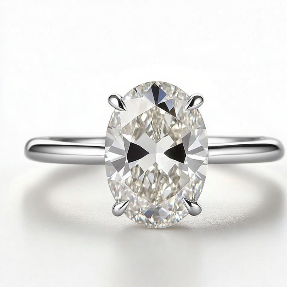 

2026 New Personalized Fashion Oval Diamond Ring, Classic Four-claw Wedding Ring, Female 12