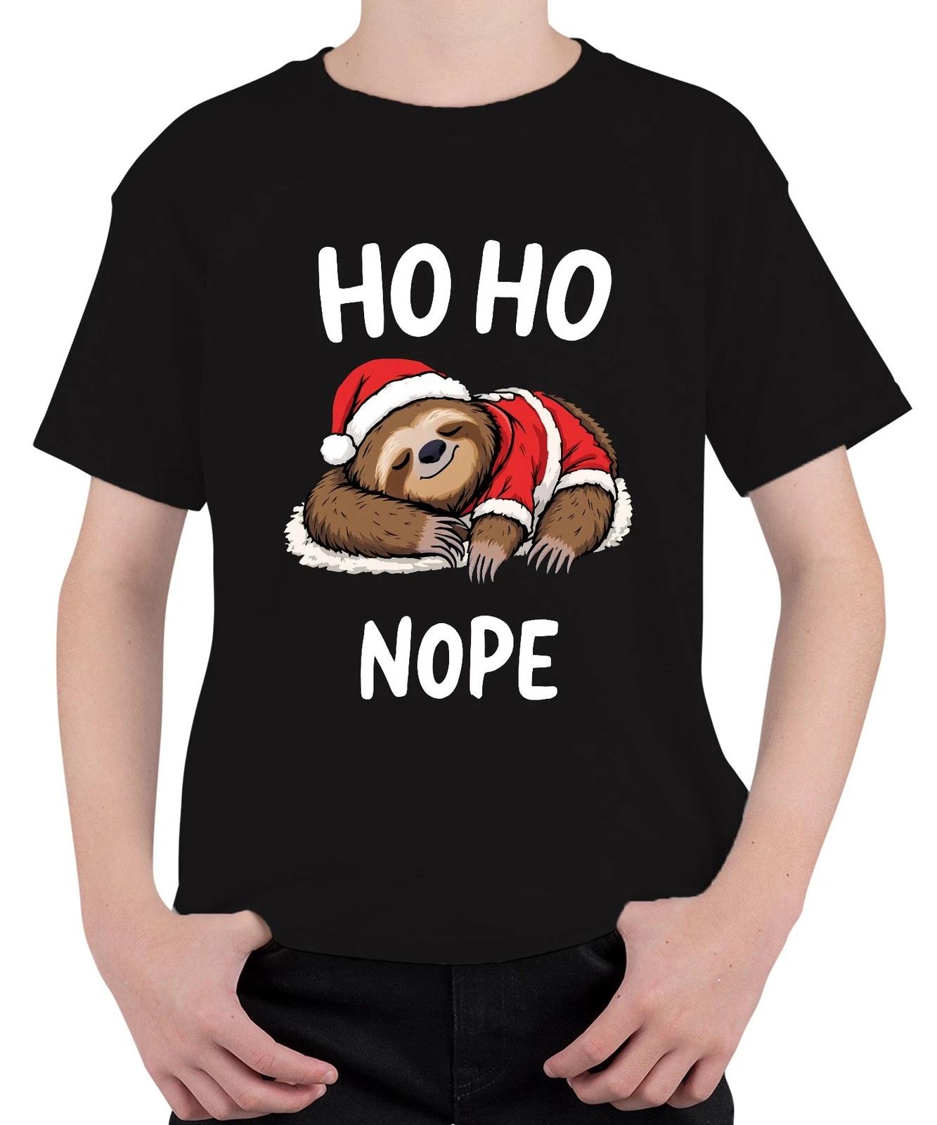 HO HO NOPE Faultier Weihnachtsmütze Schlafend Lustig Geschenk Unisex Kinder T-Sh XXL