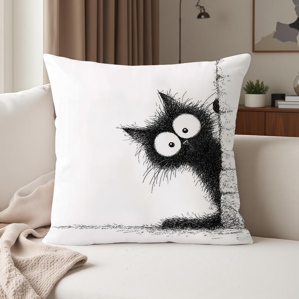 Scruffyl Black Cat Pillow Case Suitable For Bedrooms Living Rooms Cars Home Decoration