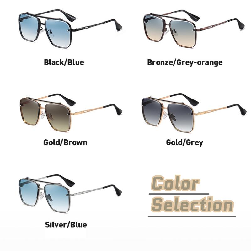 Sunglasses Men Stylish Gradient Big Frame Sun Glasses Women Classic Style Square Metal Shades Eye Wear Classic Gafas Oculos De Sol UV400 Protection