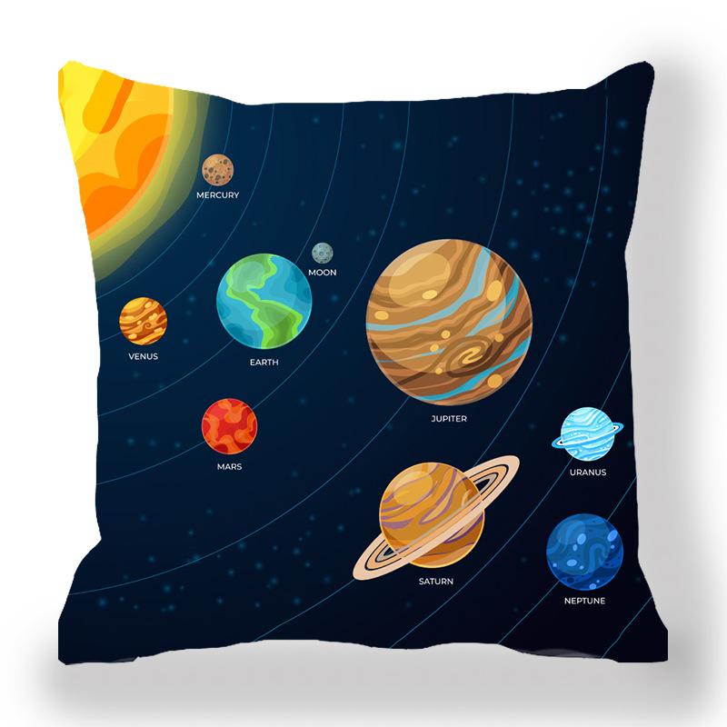 Black Dream Space Planet Digital Printing Short Plush Pillow Covers Decorative For Car Sofa Office Cushion Cover Home Goods