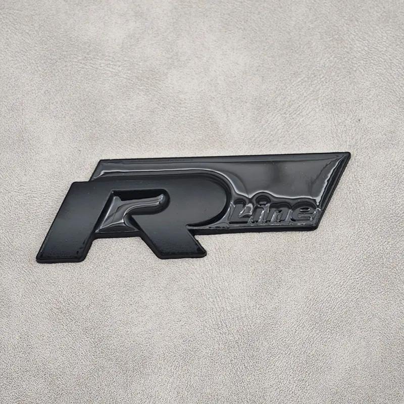 ASRHP1 3D Metal R Line R Logo Front Grill Emblem Car Rear Trunk Sticker For Volkswagen VW R Line Golf 4 5 6 7 Touran Polo Accessories