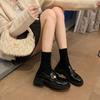 Leather Version! Small Gold Coins Platform Heel Loafers Women's 2025 Autumn New British Lazy Thick Heel Small Leather Shoes