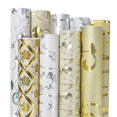 Luxury Gold Silver Foil Wallpaper Self Adhesive Wall Sticker Kitchen Living Room Bathroom Wall Paper Furniture Renovation