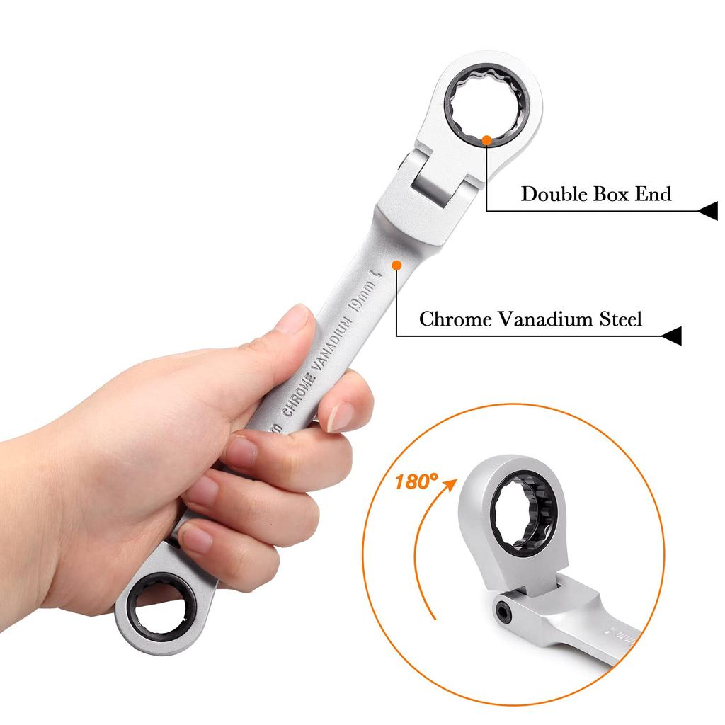 LEONTOOL Socket Ratchet Wrench Quick Release Ratchet Metric Ratchet Combination Wrench Double Box Universal Spline Ratchet Wrench Set 36-Piece Set,