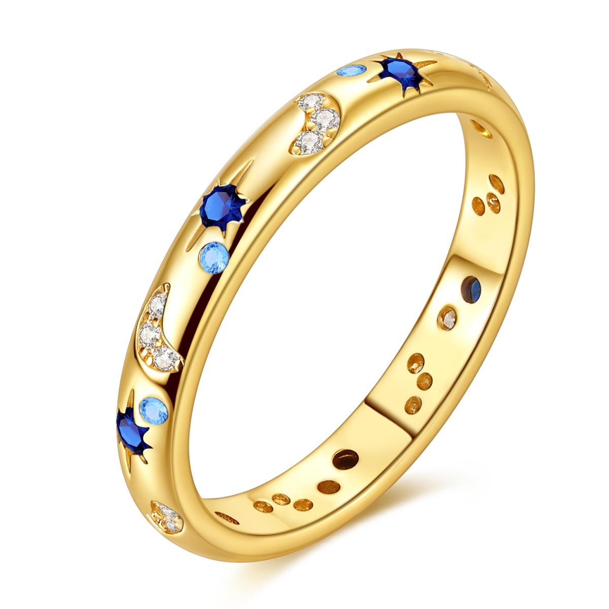 

925 Silver Rings Gold Series Sparkling Celtic Knot Star 6-9 Size For Women Men Wedding Party Gift Fine Jewelry 6