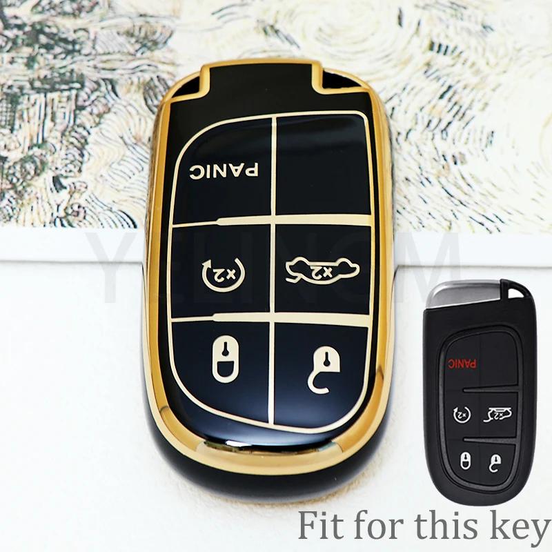 3 5 Buttons Soft Tpu Car Key Case Cover For Jeep Grand Cherokee Dodge Jcuv Dart Journey Chrysler 300C Fiat Remote Fob Keychain