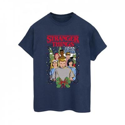 Netflix Womens/Ladies Stranger Things Christmas Poster Cotton Boyfriend T-Shirt