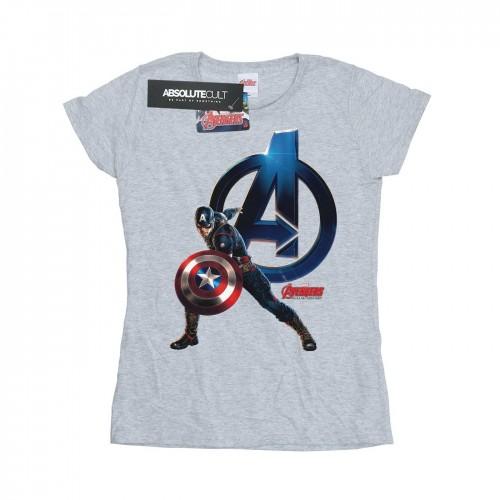 

Marvel Womens/Ladies Captain America Pose Cotton T-Shirt XXL білий