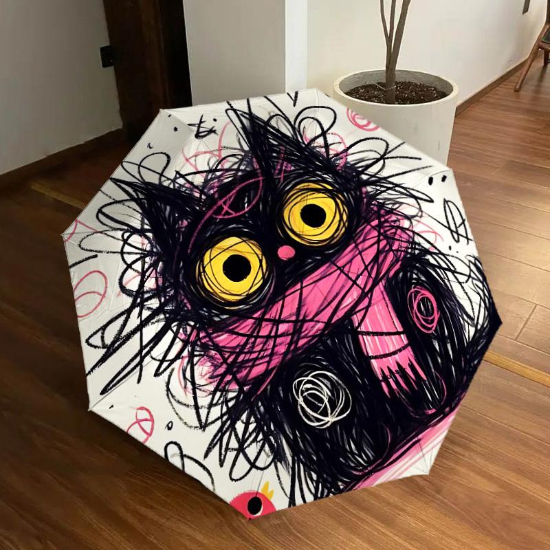 1pc Scribble Critter Automatic Open/Close Umbrella, Formal Events - Ideal Gift for Family or Friends, Outdoor Accessory yy251211231