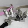 Y2k PU Leather Belt Zinc Zinc Alloy Jeans Waistband Personality Butterfly Belt  Daily