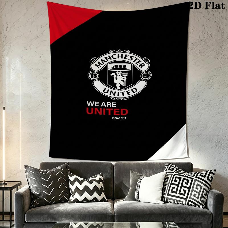 Manchester Unitedaa Tapisserie Murale Accrochage Mural Esthétique Couverture en Tissu Imprimé Tapisseries Décoratives pour Chambre à Coucher Salon Décoration de la Maison
