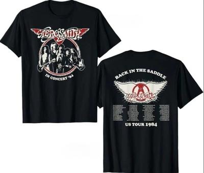 Camiseta Aerosmith - Back in The Saddle Tour 1984 Lujo de Alta Gama Es para Hombres y Mujeres Top Y2k