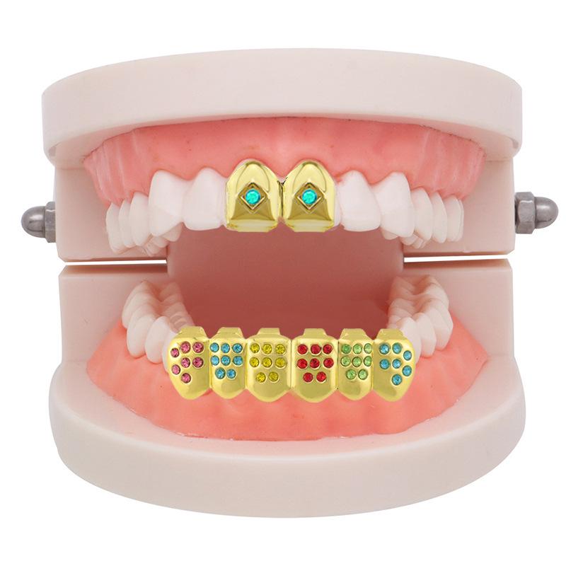Glossy Single-Colored Diamond Hip-Hop Grillz Set with European and American Inspiration