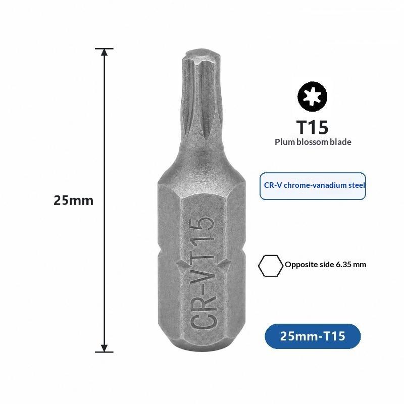 5Pcs Torx Screwdriver Bit 1/4" Hex Shank T8/T9/T10/T15/T20/T25/T27/T30/T35/T40/T45 Head 1" Length 6 Point Security Drill Bits