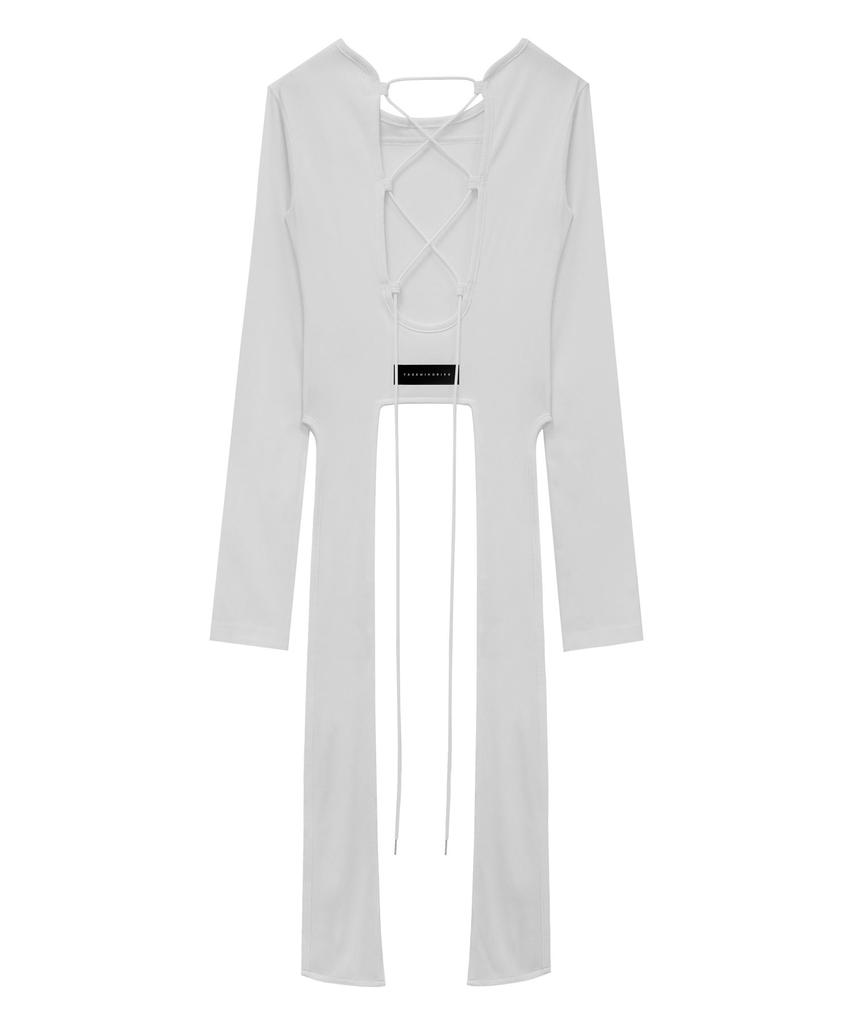 Teulimingbeodeu Back-Less Strap Long Sleeve [ White ]