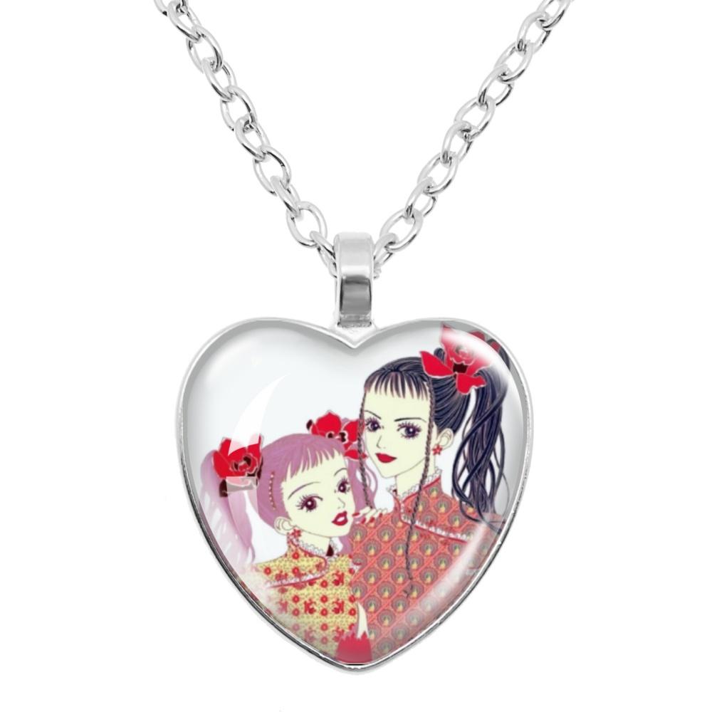 Paradise Kiss Anime Necklace Yukari Hayasaka Miwako Sakurada Glass Heart Shape Pendant Necklace Charm Jewelry Friend Gift