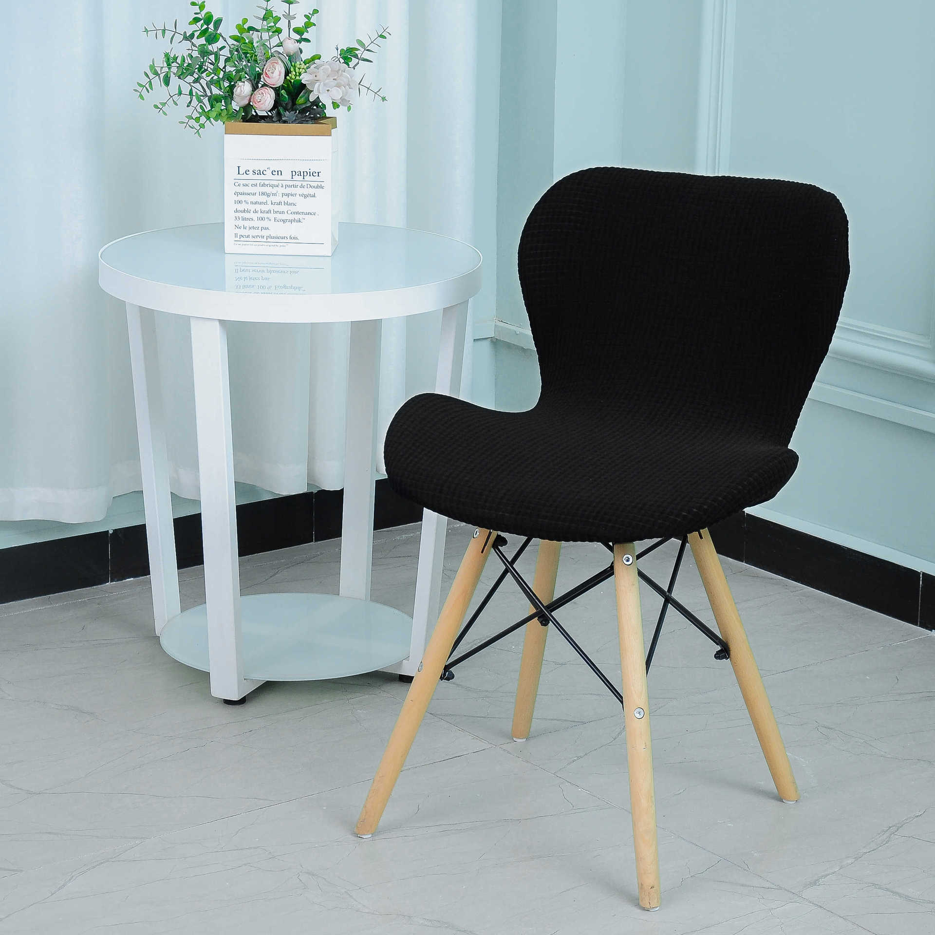 

Дугообразная универсальная эластичная защита для домашнего обеденного стола, отелей, интернет-кафе, эластичные чехлы на стулья, просто чехол на стул чёрный