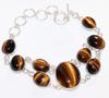 Bezel Tiger Eye 925 Silver Plated Bracelet 8" Gift For Daughter Trendy Q4p38