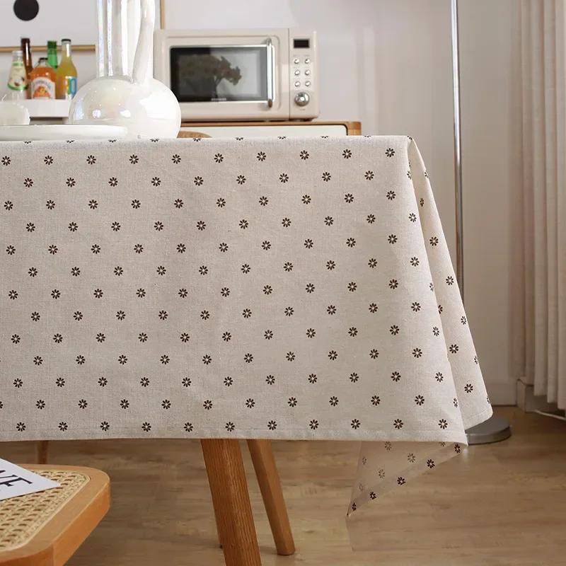 Green Printed Pines Birds Tablecloths Rectangle Cotton Linen Table Cloth Table Cover for Kitchen Dining Tables Picnic Decoration