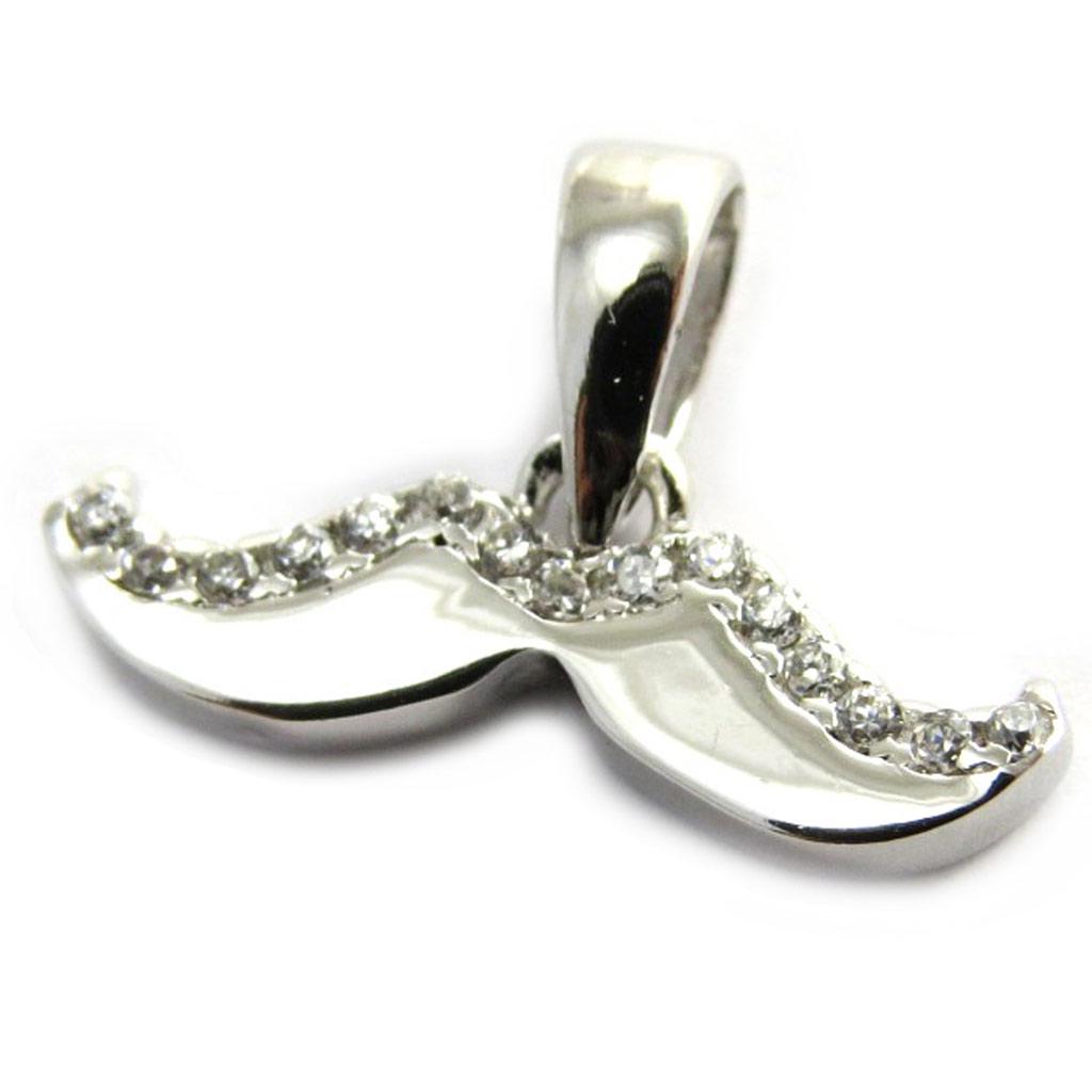 Les Trésors De Lily [N2945] - Pendentif Argent 'Moustache' blanc argenté