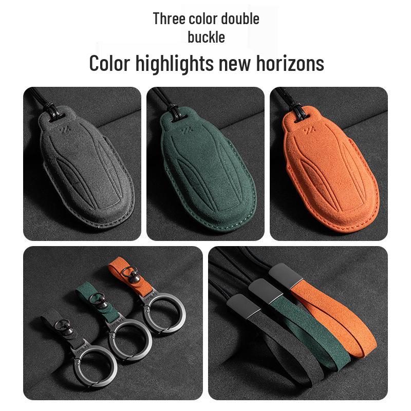 Zhiji L7 Key Cover: Suede LS7 Car Key Case with Buckle, Unisex Interior Accessory