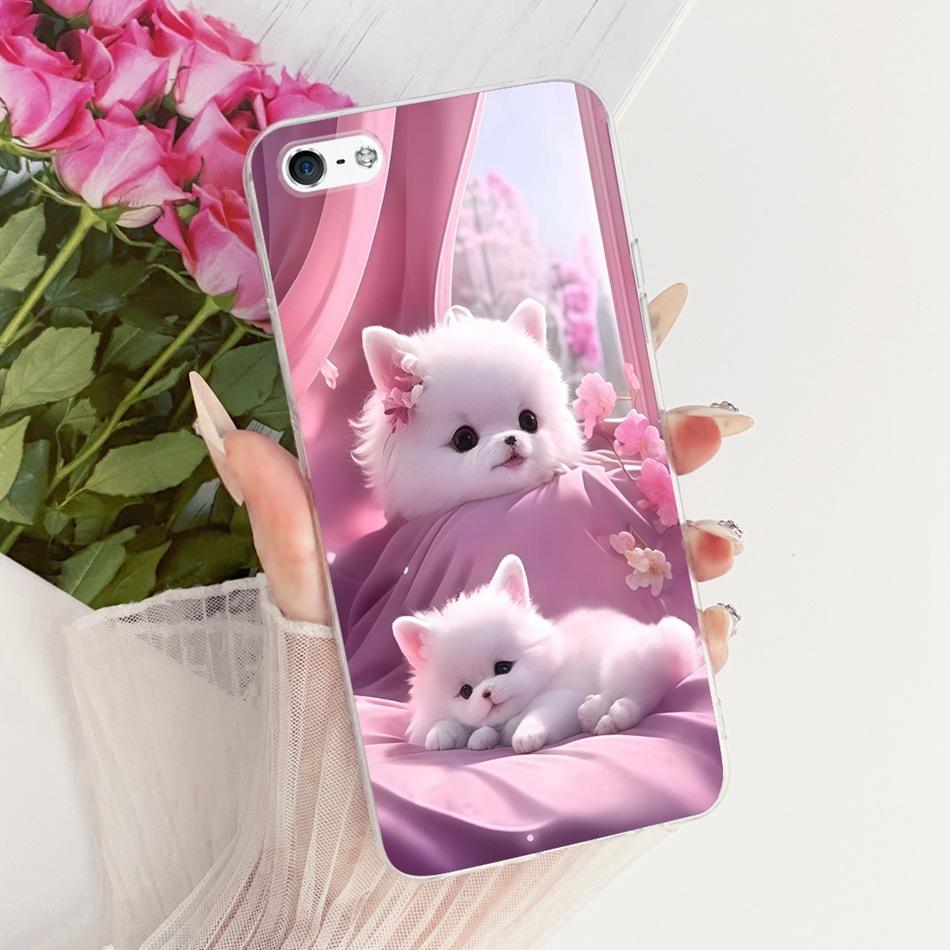 For iPhone 5 5s SE (2016) 4 4s Cute Flower Butterfly Cat Painted Case For iPhone5 iPhone4 Soft Silicone TPU Phone Cases