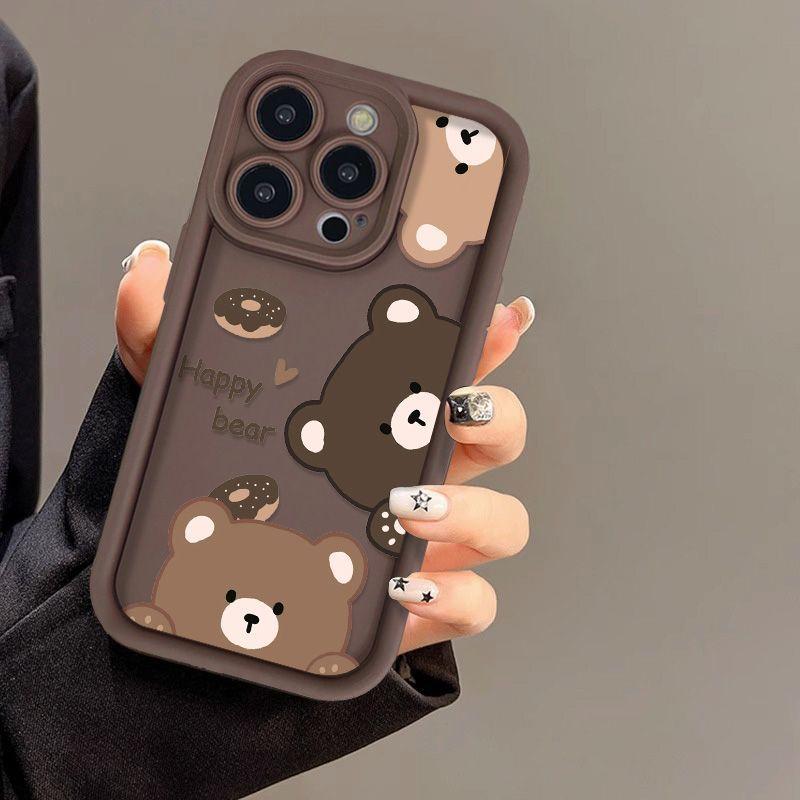 Brown bear for iPhone17PorMax mobile phone case 14 Apple 13 matte 12/15 cute soft case