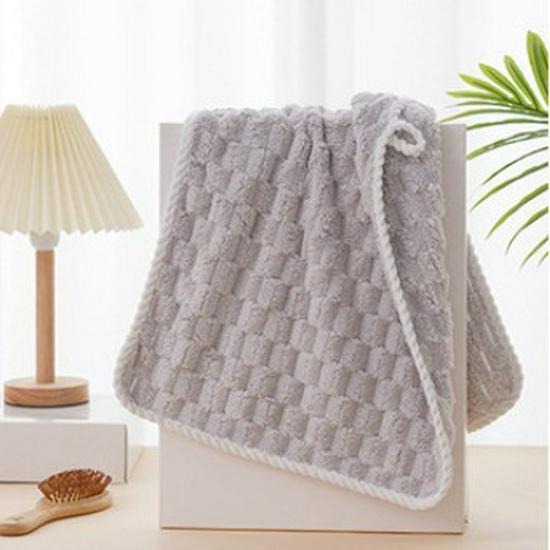 Gaoyang Soft Coral Fleece Plaid Bath Towel Set - Absorbent, Non-shedding, Golden Turtle Design