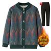 Women's Fleece-Lined Knitted Cardigan - Warm Autumn Winter Jacket for Elderly Ladies